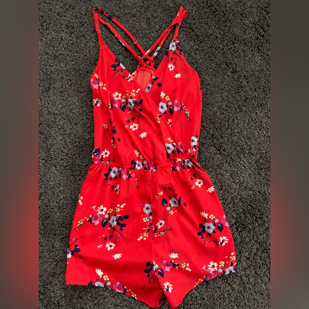 Red Floral Romper by Arizona Jeans size Small